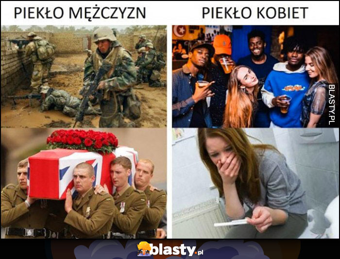 Piekło mężczyzn wojna pogrzeb vs piekło kobiet niechciana ciąża