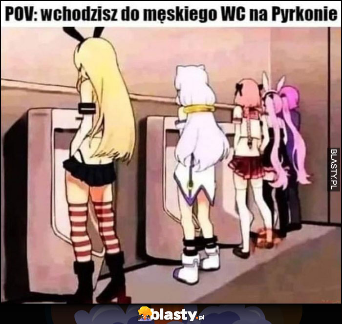 POV: wchodzisz do męskiego WC na Pyrkonie faceci przebrani za dziewczynki sikają do pisuarów