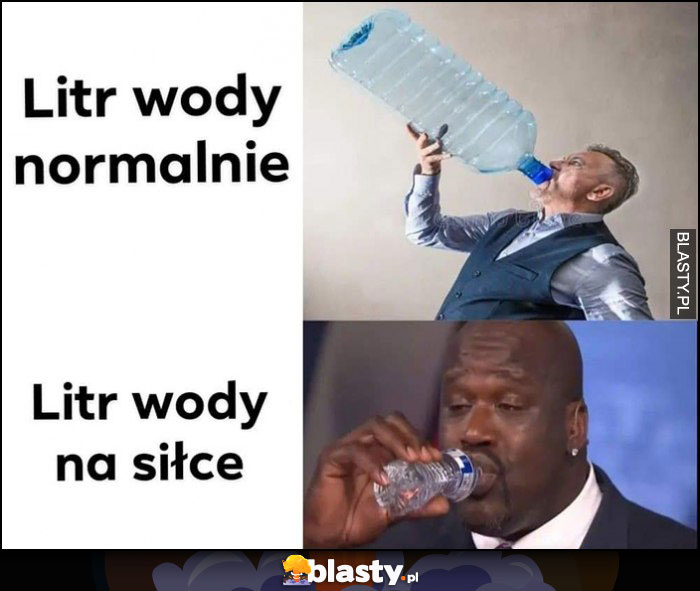 Litr wody normalnie vs litr wody na siłce porównanie rozmiar butelki