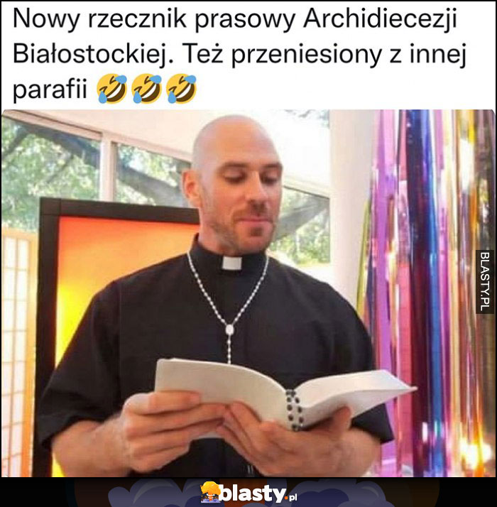 Nowy rzecznik prasowy archidiecezji białostockiej, przeniesiony z innej parafii Johnny Sins łysy z Brazzers