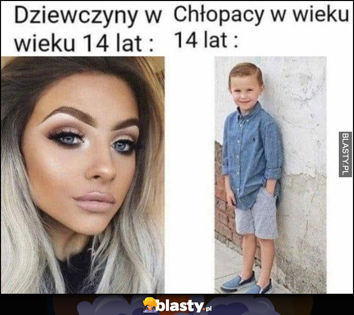 Dziewczyny vs chłopacy w wieku 14 lat porównanie wygląd