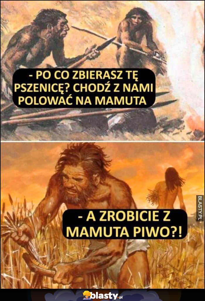 Po co zbierasz tę pszenicę, chodź z nami polować na mamuta, a zrobicie z mamuta piwo?