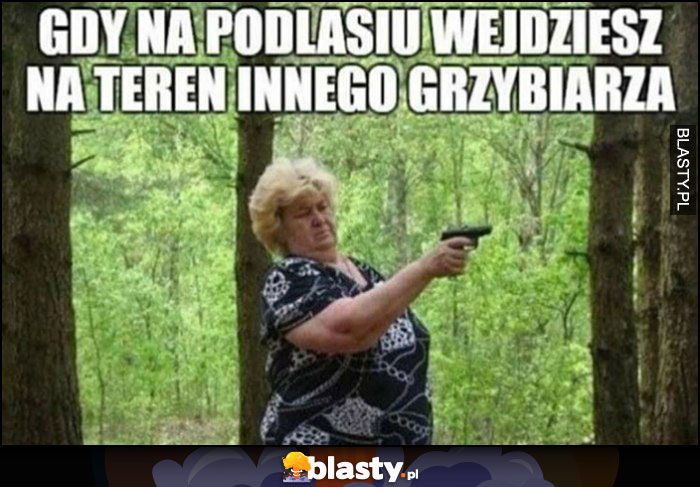 Gdy na podlasiu wejdziesz na teren innego grzybiarza celuje z pistoletu