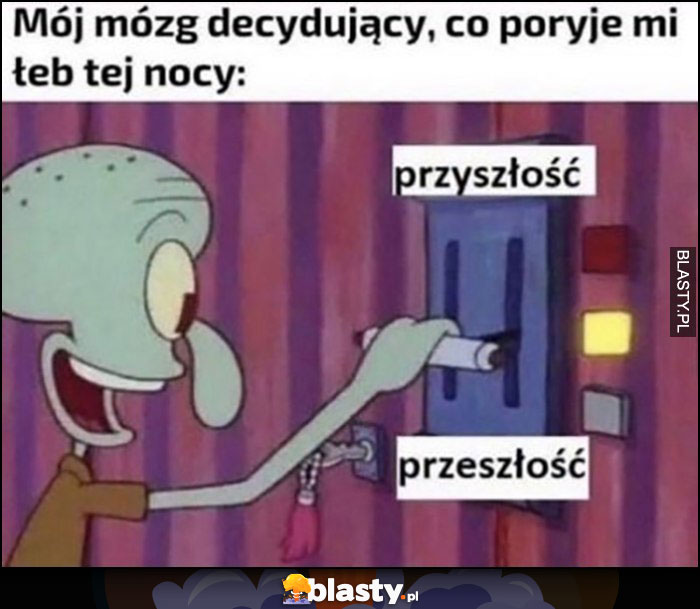 Mój mózg decydujący, co poryje mi łeb tej nocy: przyszłość przeszłość Spongebob