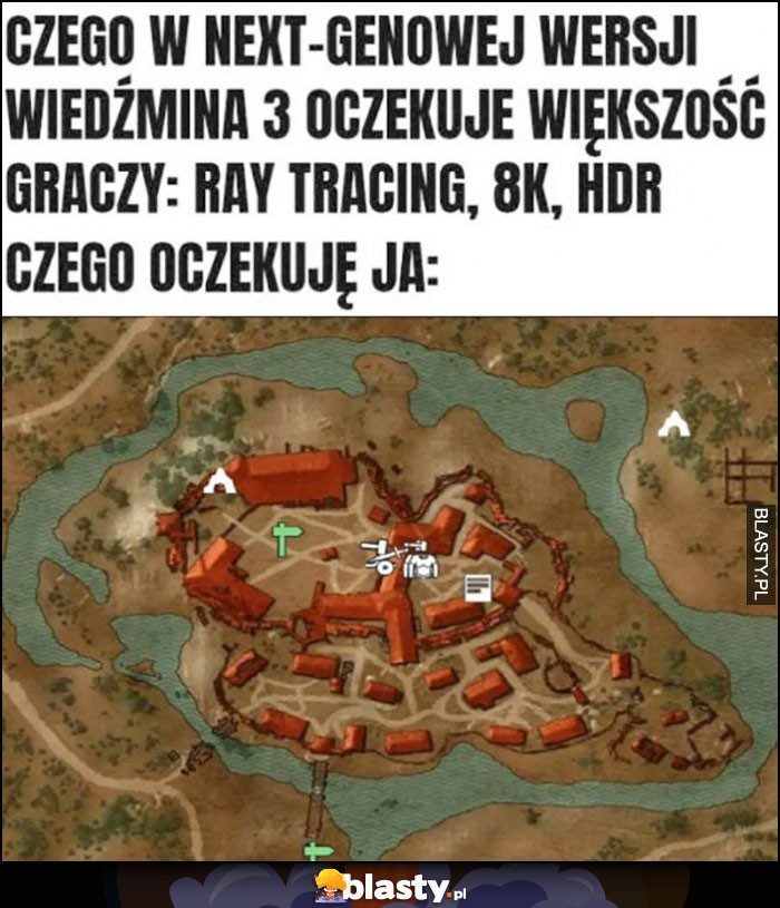 Czego w next-genowej wersji Wiedźmina 3 oczekuje większość graczy vs czego oczekuję ja mapka mapa