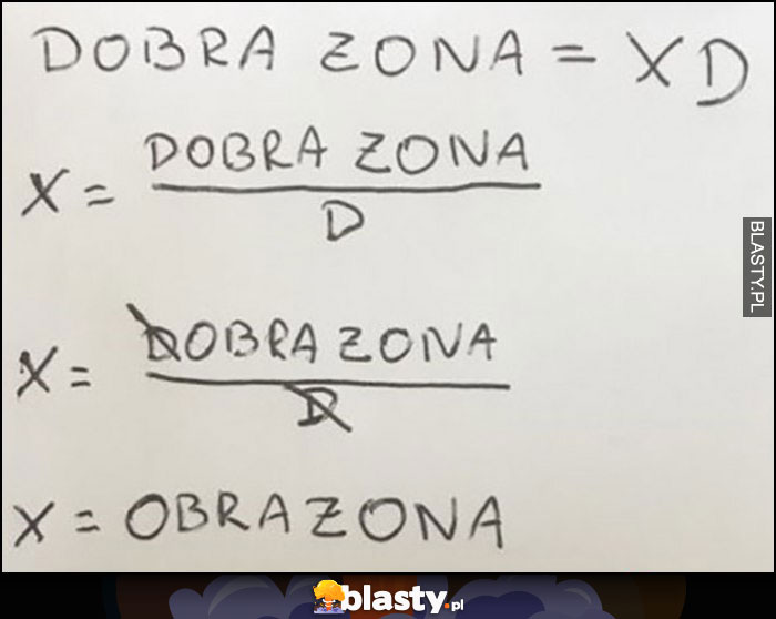 Dobra żona równanie, x = obrażona