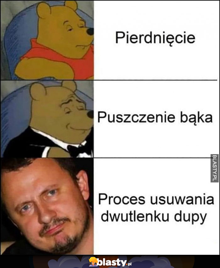 Pierdnięcie, puszczenie bąka, Walaszek: proces usuwania dwutlenku dupy Kubuś Puchatek