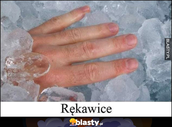 Rękawice dosłownie ręka w lodzie w ice