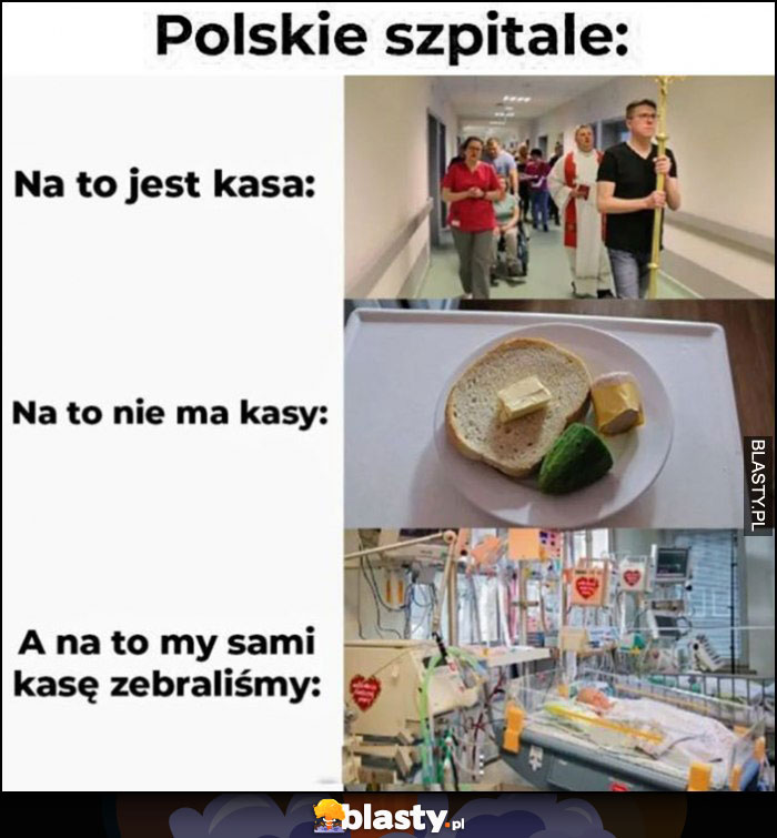 Polskie szpitale: na to jest kasa ksiądz modlitwa, na to nie ma kasy jedzenie, na to my sami kasę zebraliśmy sprzęt medyczny