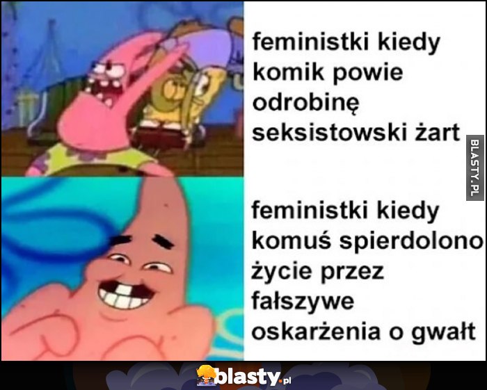 Feministki kiedy komik powie odrobinę seksistowski żart vs kiedy komuś zrujnowano życie przez fałszywe oskarżenia o gwałt