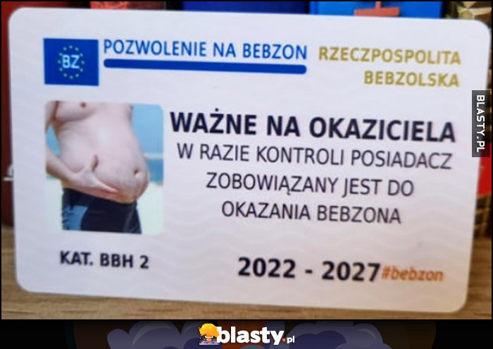 Karta dowód licencja legitymacja pozwolenie na bebzon ważne na okaziciela