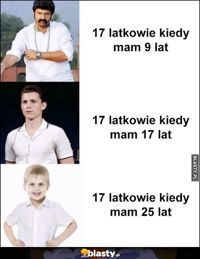 Jak wyglądają 17 latkowie kiedy mam 9 lat, 17 lat, 25 lat