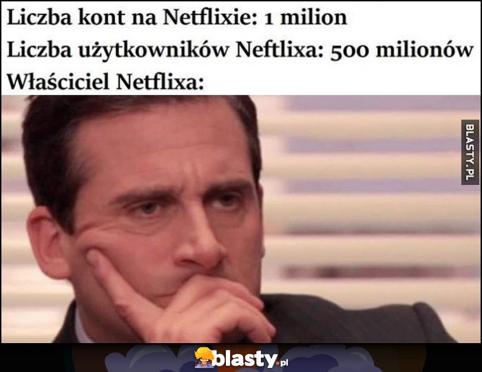 Liczba kont na Netflixie: 1 milion, liczba użytkowników Netflixa: 500 milionów, właściciel Netflixa Michael Scott zdziwiony The Office