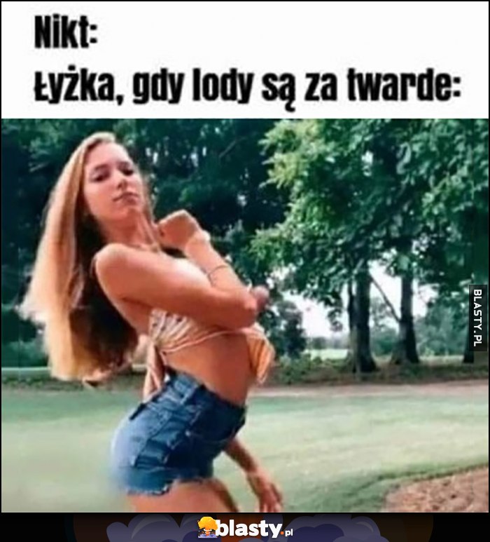 Nikt, łyzka gdy lody są za twarde wygięta dziewczyna