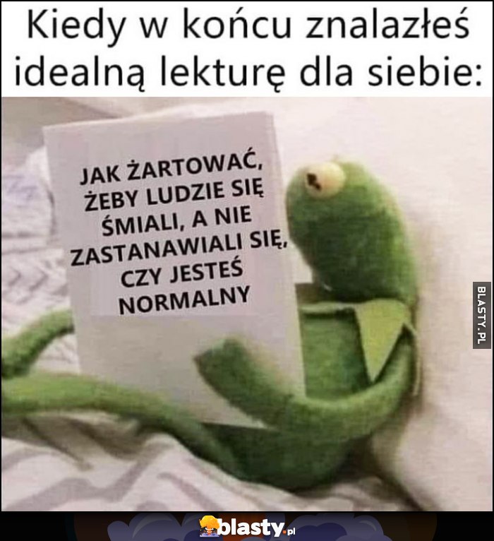 Kermit Kiedy w końcu znalazłeś idealną lekturą dla siebie: jak żartować, żeby lusie się śmiali, a nie zastanawiali się czy jesteś normalny