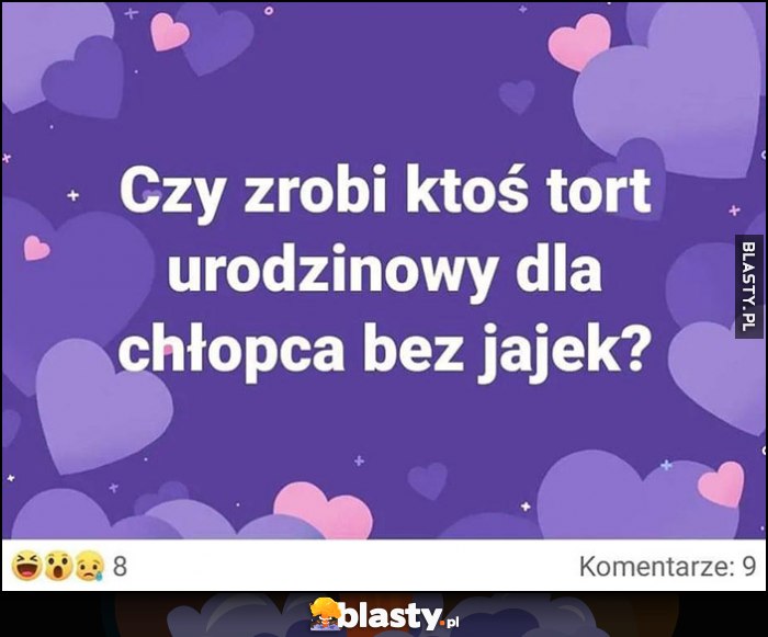 Czy zrobi ktoś tort urodzinowy dla chłopca bez jajek? Pytanie na facebooku