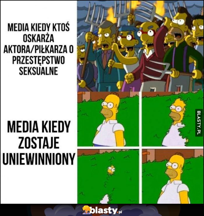 Media kiedy ktoś oskarża aktora lub piłkarza o przestępstwo vs media kiedy zostaje uniewinniony