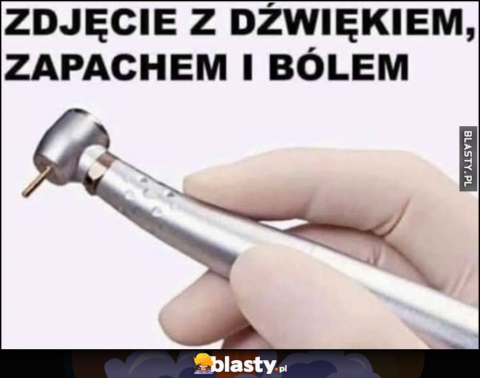 Zdjęcie z dźwiękiem, zapachem i bólem wiertło dentysta stomatolog