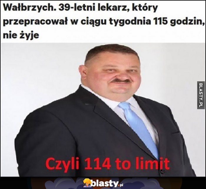 39-letni lekarz, który przepracował w ciągu tygodnia 115 godzin, nie żyje. Janusz Alfa: czyli 114 to limit