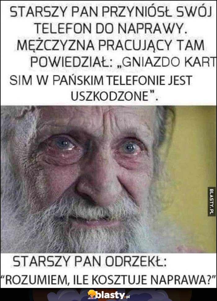 Starszy pan przyniósł swój telefon do naprawy, gniazdo kart sim jest uszkodzone, rozumiem ile kosztuje naprawa?