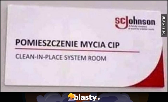 Pomieszczenie mycia cip kartka napis przy drzwiach w firmie pracy