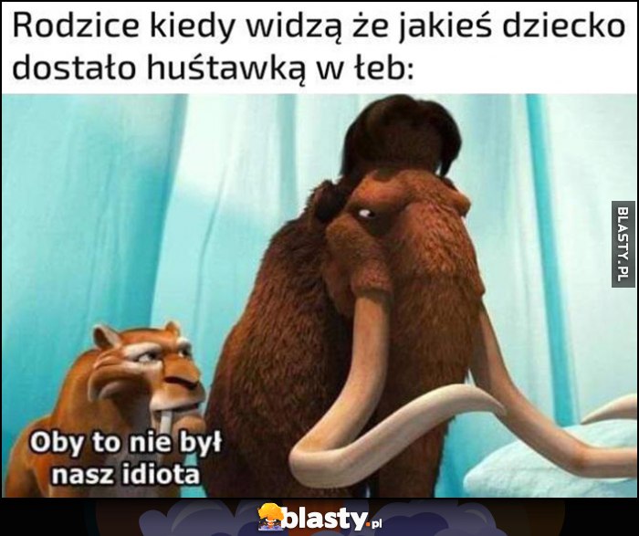 Rodzice kiedy widzą, że jakieś dziecko dostało huśtawką w łeb: oby to nie był nasz idiota