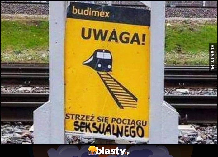 Uwaga strzeż się pociągu seksualnego ostrzeżenie tablica na budowie
