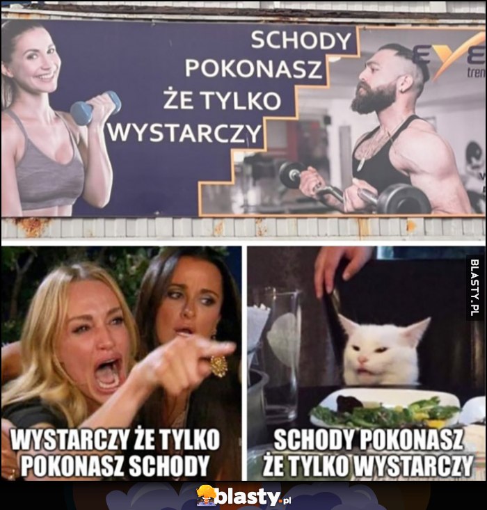 Reklama Wystarczy że tylko pokonasz schody, czyta schody pokonasz że tylko wystarczy