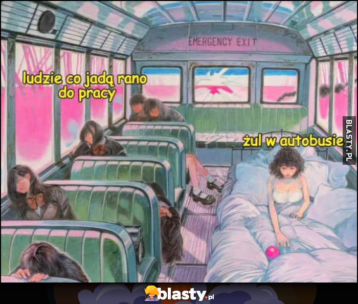Ludzie co jadą rano do pracy vs żul w autobusie Ludzie co jadą rano do pracy vs żul w autobusie