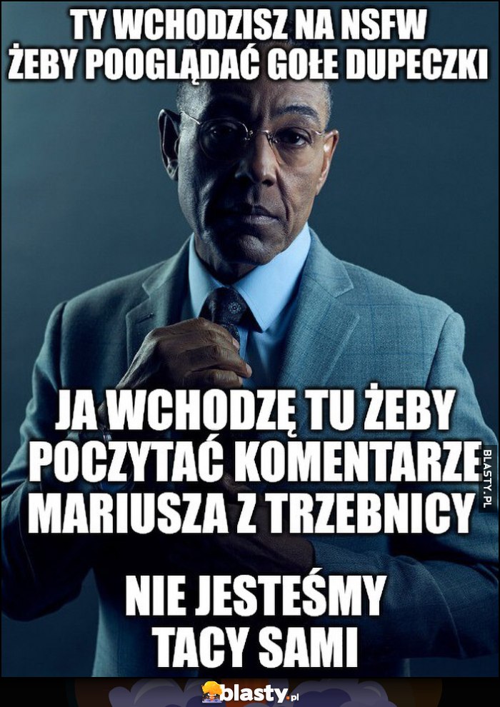Ty wchodzisz na NSFW żeby pooglądać gołe baby, ja wchodzę żeby poczytać komentarze Mariusza z Trzebnicy, nie jesteśmy tacy sami
