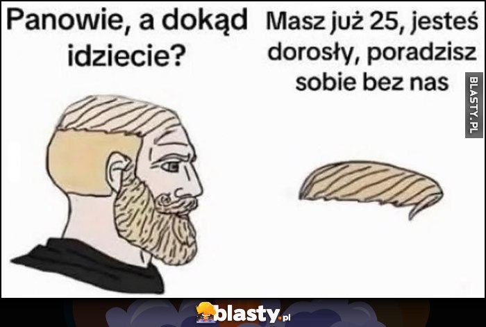Panowie, a dokąd idziecie, włosy: masz już 25 lat, jesteś dorosły, poradzisz sobie bez nas Panowie, a dokąd idziecie, włosy: masz już 25 lat, jesteś dorosły, poradzisz sobie bez nas