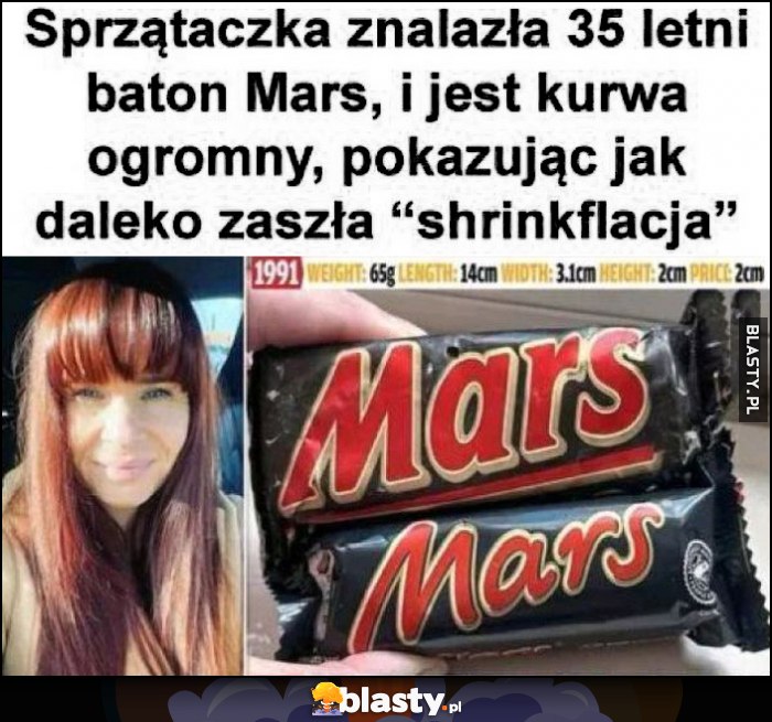 Sprzątaczka znalazła 35-letni baton Mars i jest kurna ogromny, pokazując jak daleko zaszła shinkflacja Sprzątaczka znalazła 35-letni baton Mars i jest kurna ogromny, pokazując jak daleko zaszła shinkflacja
