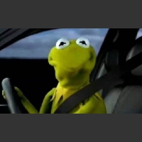 Kermit kierowca prowadzi samochód